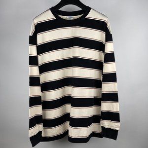 Classic Striped Crewneck Sweater in Black and Cream